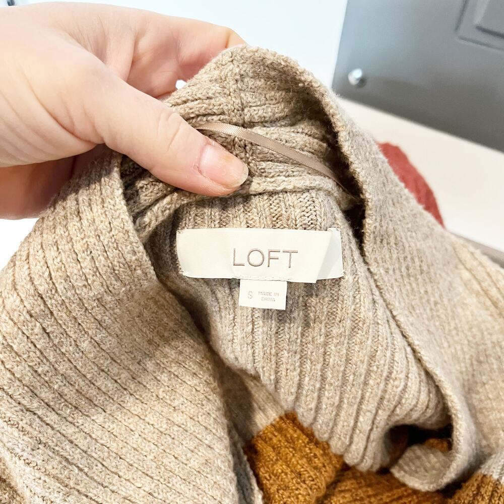 Loft Colorblock Patch Pocket Open Front Ribbed Ca… - image 2